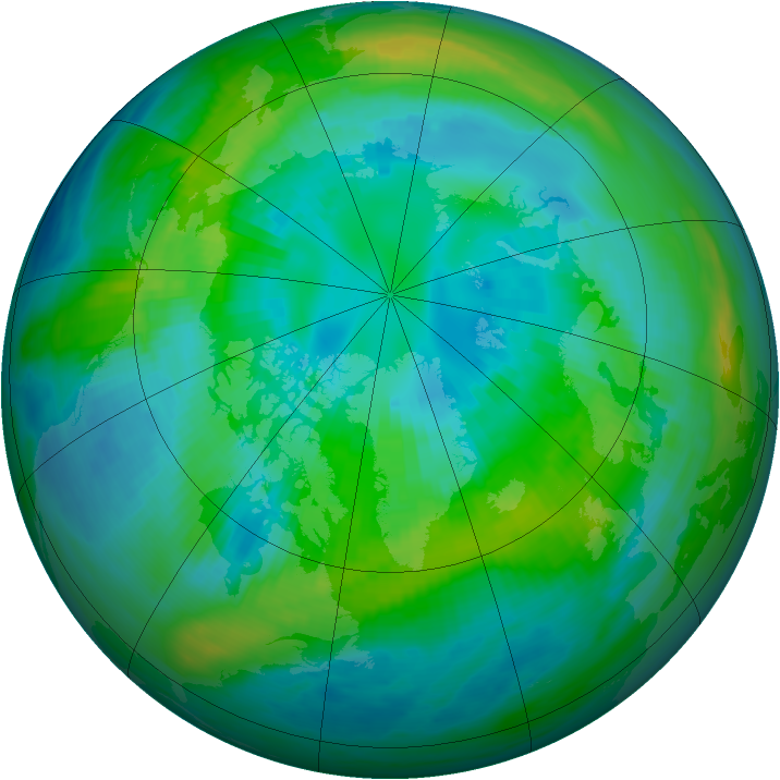 Arctic ozone map for 05 October 1980